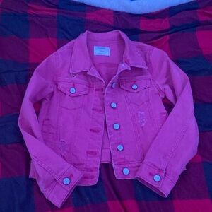 Pink button up jean jacket from old navy size youth large 10-12